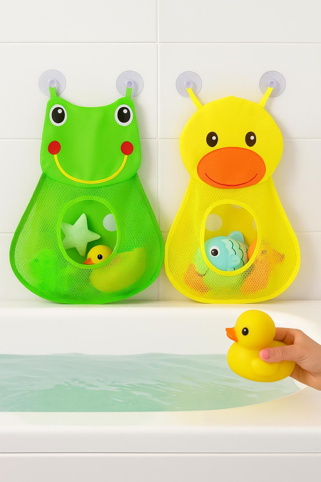 Organisateur Jouets de Bain Grenouille | Organisateur de jouets de bain pour enfants - Rangement en maille 