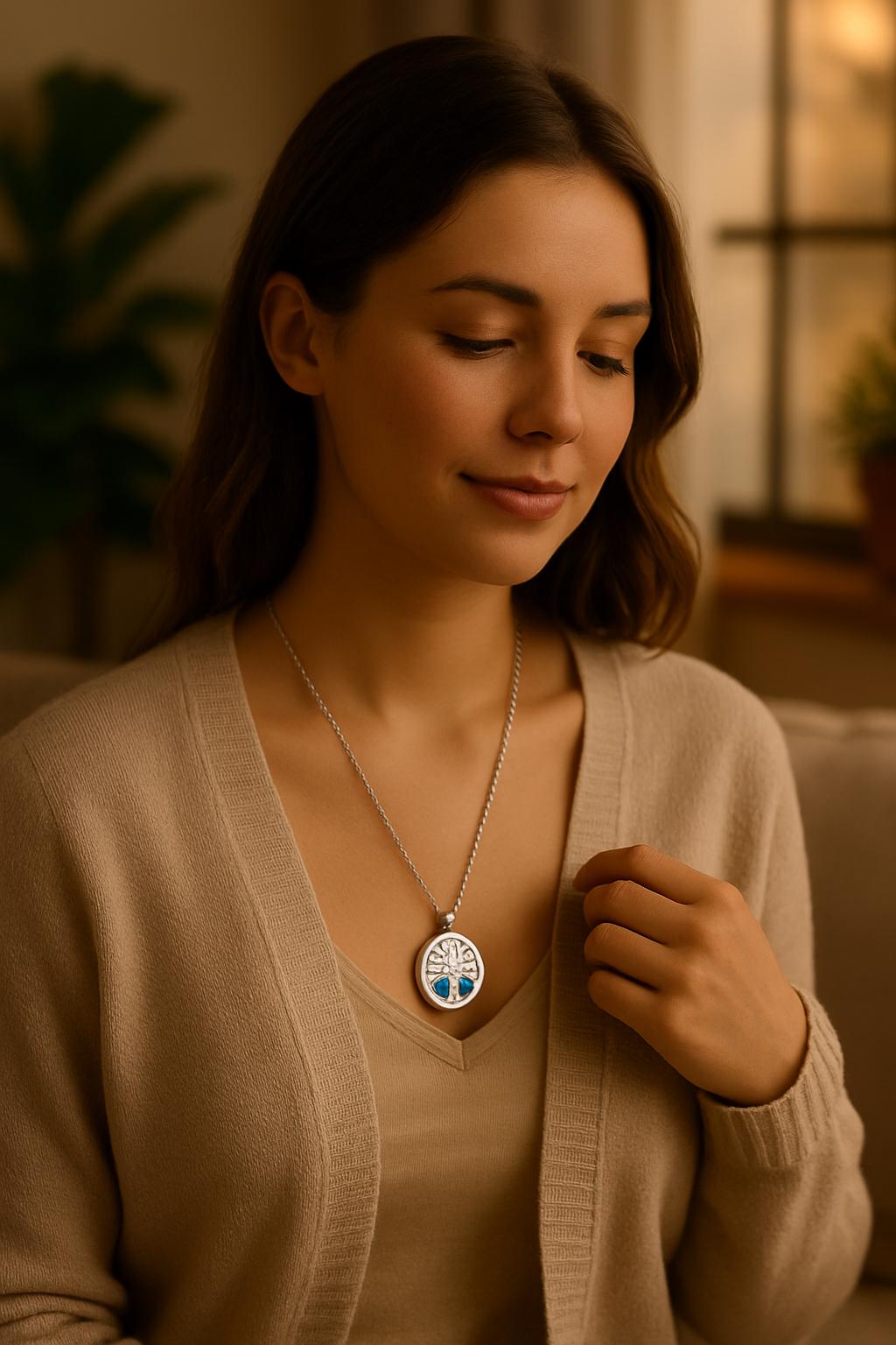 Essential Oil Diffuser Necklace - Tree of Life Aromatherapy Locket | Stainless Steel Scent Jewelry - Papicha H