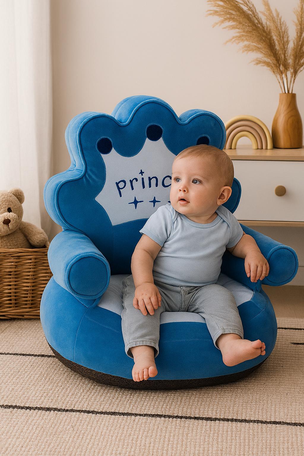 Fauteuil Royal Bébé Couronne Princesse Prince | Chaise en peluche Royal Baby - Canapé d'apprentissage doux 