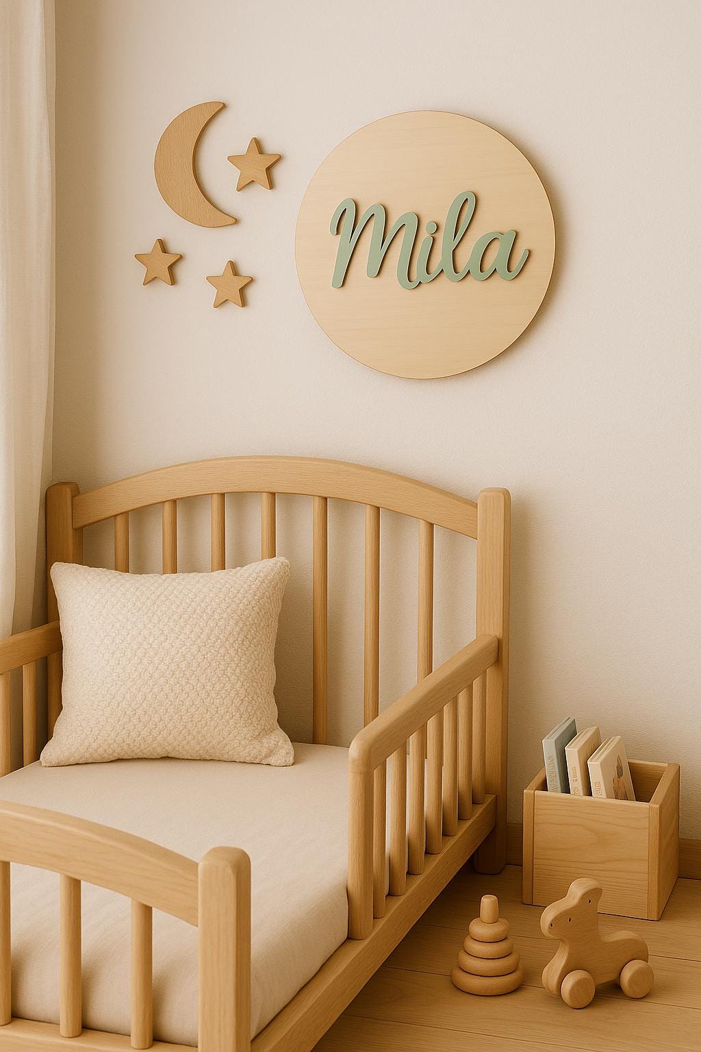 Panneau Prénom Bébé Personnalisé en Bois - Décoration Chambre Enfant Gravé