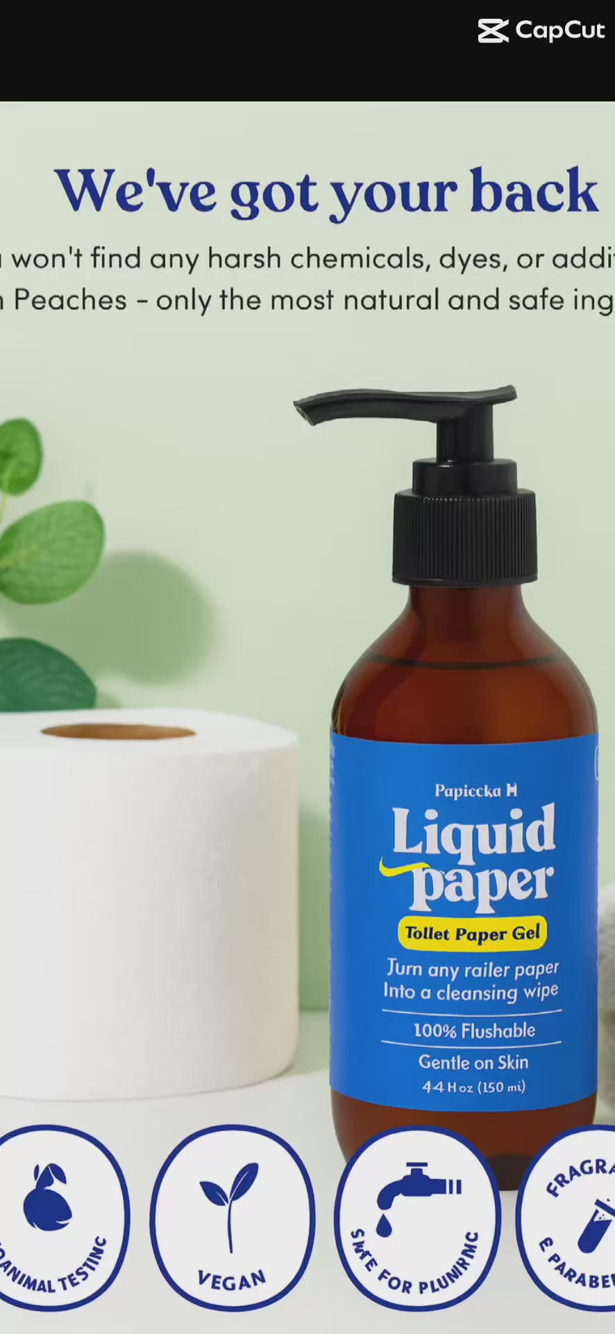 Revolutionary Liquid Toilet Paper Gel - Instant Biodegradable Wipes Transformer | Papicha H