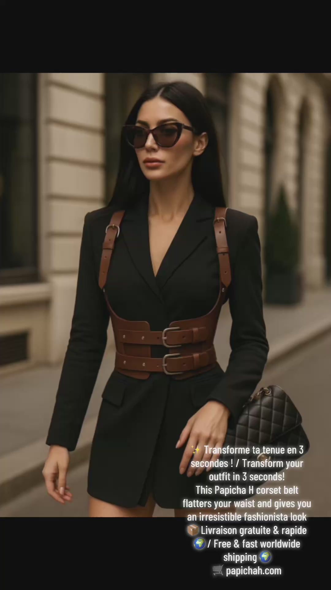 Double Buckle Corset Belt - Adjustable Faux Leather Waist Cincher | Wide Fashion Belt - Papicha H
