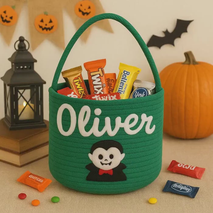 PANIER HALLOWEEN PERSONNALISÉ Prénom Brodé | PAPICHA H Spooky Basket