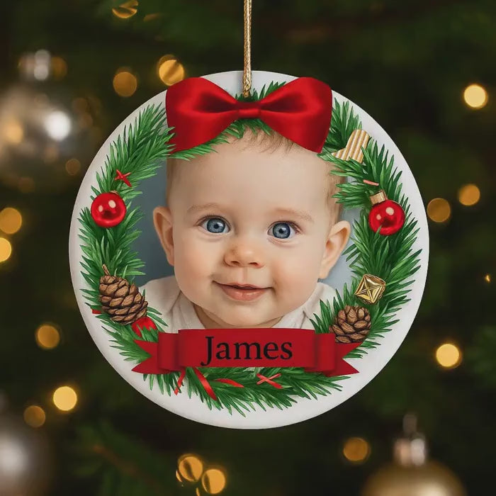 ORNEMENT BÉBÉ NOËL PERSONNALISÉ | Photo Prénom Premier Noël | Baby Ornament PAPICHA H