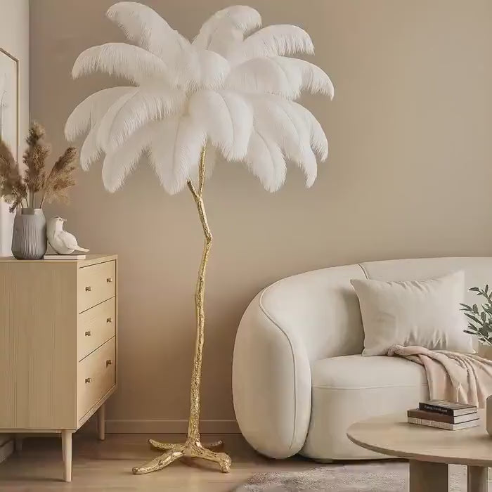 Tall Floor Lamp, Palm Tree Light with Gold Base, Glam Chic Decor, Exotic Style, Multiple Colors Available