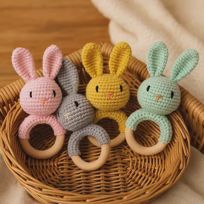 JOUET CROCHET DENTITION| Anneau Bois Animaux | Baby Teething Toy PAPICHA H