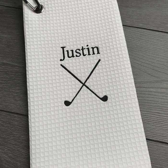 Personalized Golf Towel with Name – Embroidered Waffle Golf Towel Gift for Golfer, Coach or Groomsman