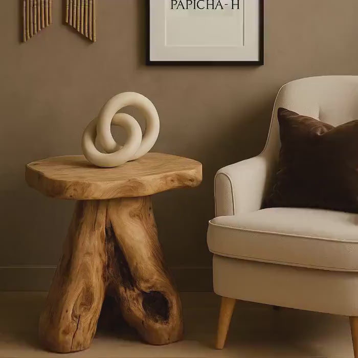 Wood Stool, Rustic Organic Side Table, Handmade Natural Solid Wood Support, Meditation Seat